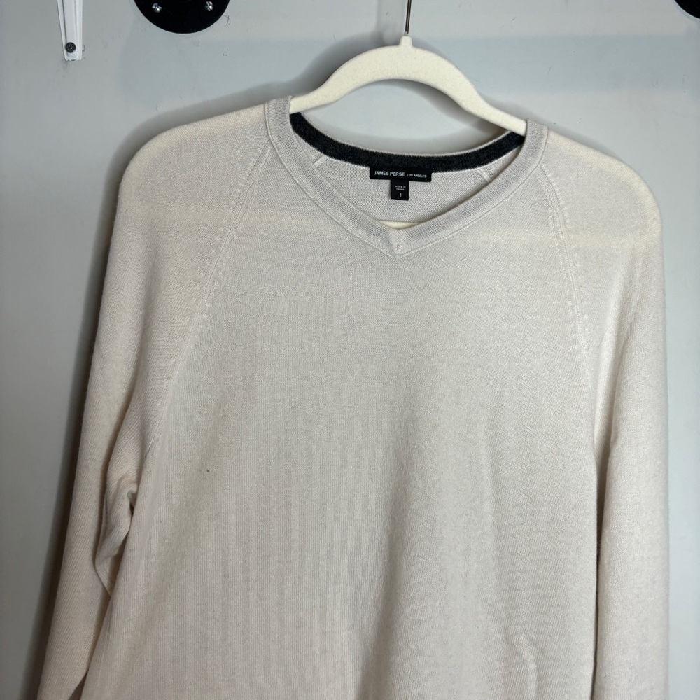 NWOT James Perse Men's Soft Featherweight Cashmere V Neck Sweater - Picture 4 of 9